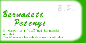 bernadett petenyi business card